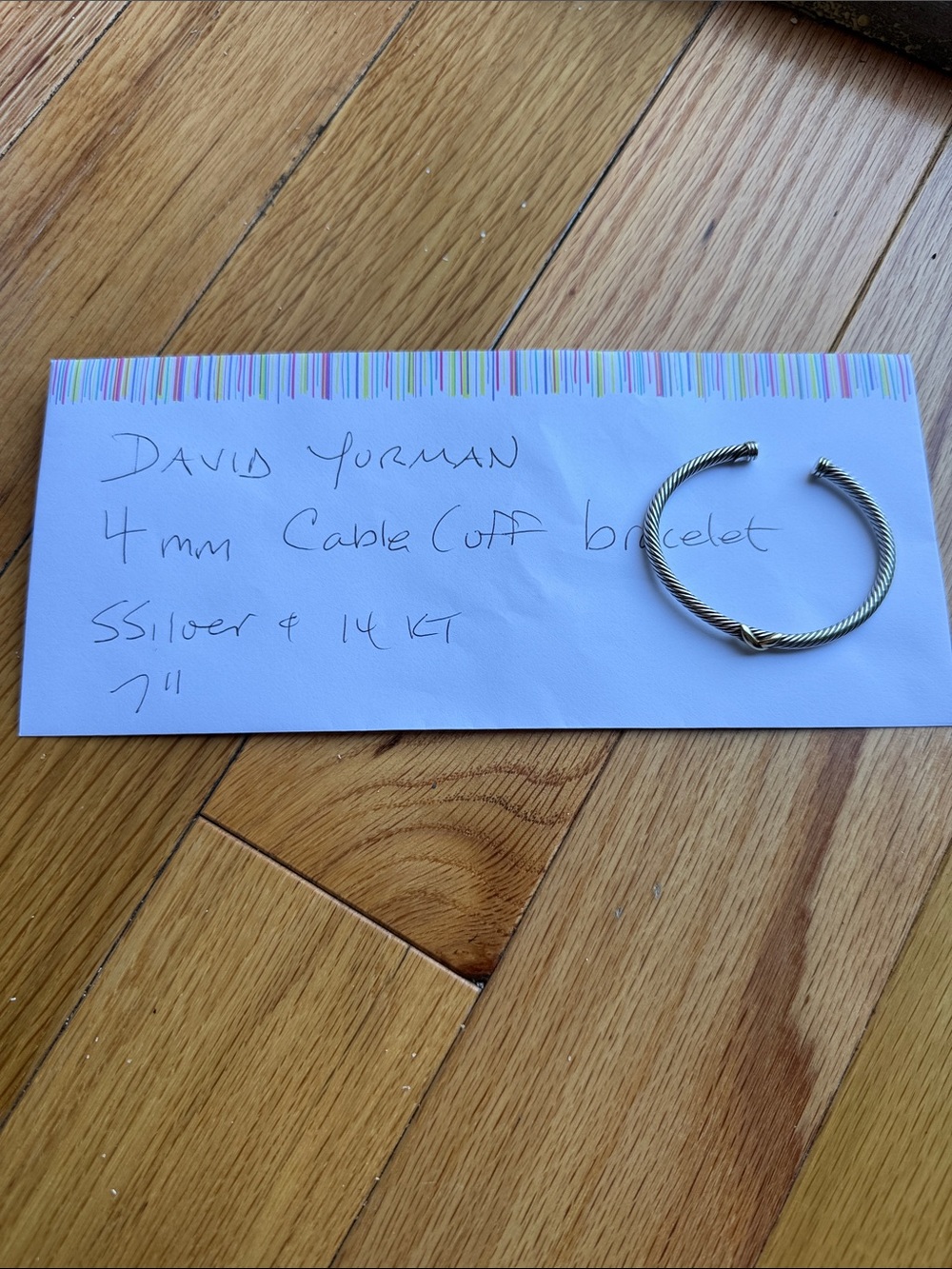 David Yurman - 4mm Twisted Cable Cuff Bracelet with Gold Accents